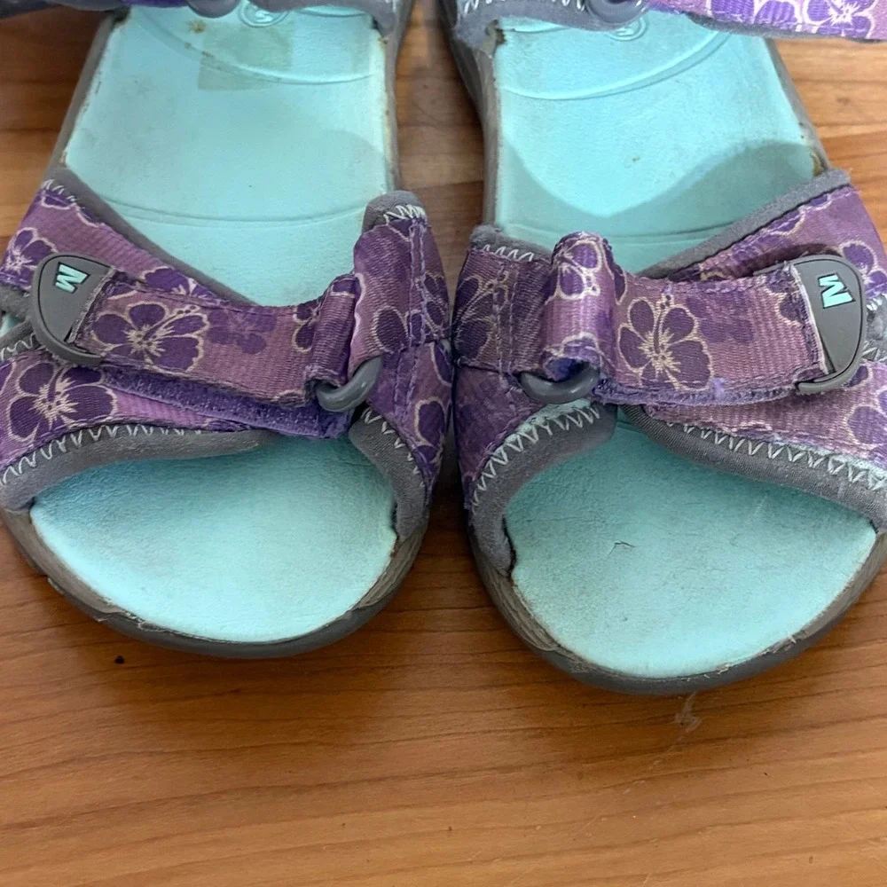 Merrell Surf Strap Sandal 2.0 Kids Size 2M Purple Floral Mint MC52330
